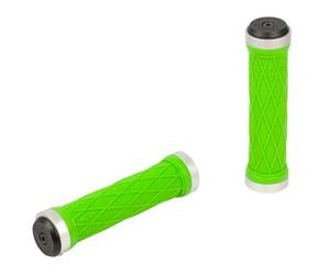 NC-17 Lock-On Fahrrad Lenkergriffe Take Control II S-PRO, Silber/Grün, Manopola per Manubrio della Bicicletta. Unisex-Adulto, Anello di serraggio Argento/Gomma Verde, 28 mm Durchmesser