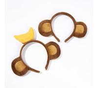NC Cerchietto per orecchie da scimmia, 2 pezzi (quello con la banana sulla parte superiore e quello senza banana), orecchie di scimmia adatte per adulti e bambini
