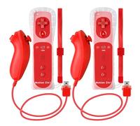 NC Confezione da 2 controller Motion Plus Wii con Nunchuck, telecomandi Wii con Motion Plus integrato, compatibili con console Nintendo Wii e Wii U, con custodia in silicone e cinturino da polso (2