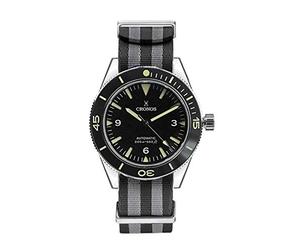 NC Cronos Sea Master 300 Diver Orologio da uomo con quadrante sandwich automatico NH35 200M Orologio da polso resistente all'acqua (nylon strap black)