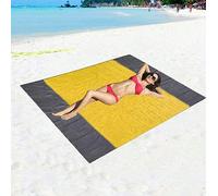 NC NC Coperta da Spiaggia,210 * 200CM Coperta Picnic Impermeabile Portatile,con 4 chiodi fissi fixed coperta da spiaggia portatile antisabbia per Campeggio, Picnic, Spiaggia, Escursionismo (giallo)