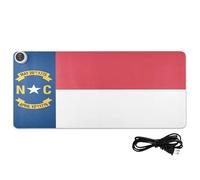 Nc North Carolina State Flag Riscaldato PU Mouse Pad 80 x 33 cm Scaldamani Scrivania Tappetino per Ufficio Desk Decor