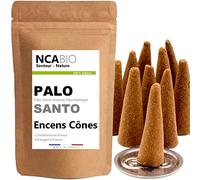 NCA - 10 coni di incenso con profumo palo santo, 100% naturale rilassamento meditazione purificazione + bruciatore porta incenso in omaggio