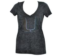 NCAA Miami Hurricanes Manica Corta Scollo A V Carbone Donna T-Shirt Tee