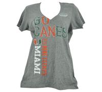 NCAA Miami Hurricanes Manica Corta Scollo A V Grigio Donna T-Shirt Tee