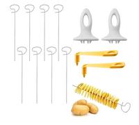 NCCHDZSW Affettatrice a spirale per patate, 12 pezzi, con 2 manici in plastica, 2 affettatrici a spirale, 8 bastoncini in acciaio inox, per feste, barbecue e campeggio