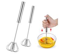 NCCHDZSW Fruste da Cucina 2 Pezzi Frusta 1 x 27cm 1 x 34cm Semiautomatica Multifunzionale Frusta Rotante a Spinta Per La Miscelazione Battere Inossidabile Sbattitore a Mano
