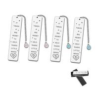 NCCHDZSW Segnalibri In Acciaio Inox 4 Pcs Segnalibro Personalizzato con Confezione Regalo Segnalibro Metallo "IT TAKES A BIG HEART TO HELP SHAPE LITTLE MINDS "