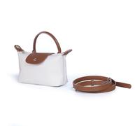 NCEDN Mini borsa tote da donna in vera pelle - Borsa a tracolla leggera in nylon impermeabile con cerniera e tracolla regolabile, elegante borsa quotidiana per lavoro, viaggi e shopping, bianco, 19.5