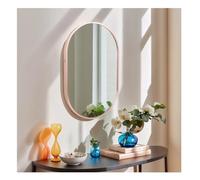 NCEDN Specchio da parete ovale, 55,7 x 35,6 cm, con catena o gancio per appenderlo, leggero, cornice in alluminio antiruggine, per bagno, camera da letto, soggiorno, oro rosa