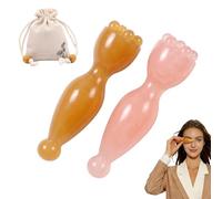 NCEJNY 2 Pezzi Massaggiatore Viso e Occhi, Strumento per Drenaggio Linfatico, Riduzione Borse e Occhiaie, Include Sacchetto in Cotone e Lino, Set Regalo per Donna e Ragazza