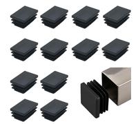 NCEJNY Set di 12 Tappi Rettangolari 40x60 mm, Tappi a Lamelle in Plastica Nera per Tubi e Profilati, Gommini per Sedie e Piedini per Mobili, Terminali Copritubo Antigraffio