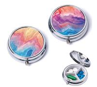 NCEJNY Set di 2 Portapillole da Viaggio con 3 Scomparti, Scatola per Pillole Tascabile con Design Cielo Stellato, Organizer per Medicinali e Vitamine, Contenitore Portatile per Borsa e Viaggi