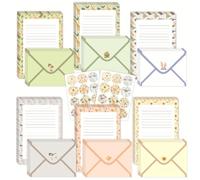 NCEJNY Set di Carta da Lettere con Busta 72 Pezzi, 24 Fogli da Scrivere, 24 Buste e 24 Adesivi, 6 Stili con Animali e Piante, Kit Cancelleria per Inviti, Auguri e Lettere Personali