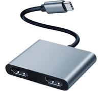 NCGGY Adattatore da USB C a doppio HDMI,4K a 60 Hz,splitter da tipo C a HDMI,display esteso per Mac-Book/MacBook Pro Air/Dell XPS13/15,Sam-sung Galaxy S9+/S9(MST supporta solo Windows OS)