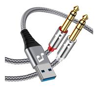 NCGGY Cavo audio da USB a 6,35 mm, cavo audio da USB a doppio TS mono, cavo audio splitter da TS a USB-A da 6,35 mm per PC, laptop Link ad amplificatore, console di mixaggio, altoparlanti, 1,8 m