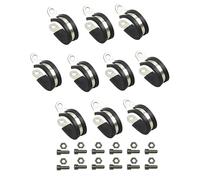 Ncheli 10 pcs Fascette stringitubo acciaioØ 30mm,inox rivestite in gomma fascette in acciaio rivestite Gomma allineata Galvanizzata PIL Clips per i tubi cavo filo fissaggio a vite