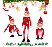 NCKIHRKK 3 Piezas Duende Navidad Travieso, Juego de Elfos Elfo Navidad Muñeco, Elfo Travieso Ojos Azules 45cm Largo Pierna Cuerpo Suave y Cara de Vinilo para Fiesta Navidad Decoración