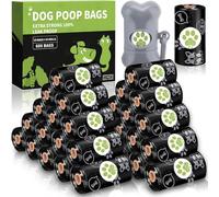 NCKIHRKK 600 Pezzi Sacchetti Cane Cacca, a base di Amido di Mais Biologico, 22 x 30 cm, Sacchetti per Bisogni dei Cani con Dispenser, Nero