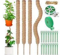 NCKIHRKK Confezione da 4 supporti Monstera Trellis, bastone da muschio pieghevole da 70 cm con attacchi da giardino corda di iuta, bastone per piante da cocco supporto naturale per piante rampicanti