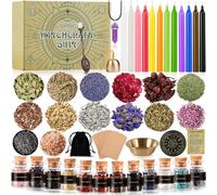 NCKIHRKK Kit di Stregoneria Grimorio, Kit Wicca Esoterismo Streghe Oggetti con Candele Fiori Secchi, Tavola Ouija, Pietra di Cristallo per Meditazione Preghiera Magia, Set Regalo Donna per Halloween