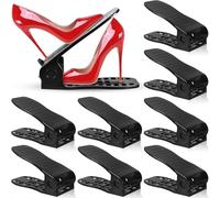 NCKIHRKK Set di 10 scarpiere impilabili regolabili in materiale PP ispessito, risparmio di spazio per riporre gli armadietti, nero