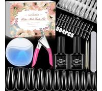 NCKIHRKK Tip Unghie Finte Con Colla, 504 Pezzi Tip Unghie Ricostruzione, Taglie 0-11 Acrilico Unghie Finte Unghie Tips Set con 7 in 1 Colla, UV LED Mini Lampada per Saloni e Uso Domestico Nail Art Kit