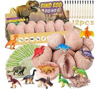 NCKIHRKK Uova di Dinosauro Giocattolo per Feste, 12 Pezzi Uova Dinosauro Set di Scavo per Bambini, Giocattolo di Dinosauro, Regali di Pasqua per Bambini per 3+ Anni Regalo di Compleanno per Bambini