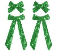 NCMAMA 4 fiocchi per capelli verdi glitterati per ragazze, clip a coccodrillo scintillanti con paillettes, accessori per capelli per bambini, donne, per compleanni, matrimoni, Natale e feste