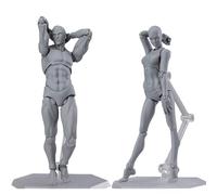 NCONCO Bambola artista Blockhead snodata manichino da disegno, piccolo modello per schizzi, pittura, disegno, set artista maschio + femmina (colore della pelle)