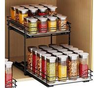 NCONCO Portaspezie allungabile, 2 ripiani, portaspezie estraibile, regolabile in altezza, per la maggior parte dei mobili da cucina