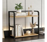 NCONCO Scaffale da scrivania in legno, 2 ripiani, piccolo desk shelf studio, in metallo, per ufficio, soggiorno, camera da letto, cassettiera, cucina, spezie, pentola riso