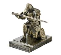 NCQIXIAO Portapenne da scrivania con tempio medievale Vanguard Ufficiale Cavaliere e accessori per cellulare in resina, ideale come regalo con una spada elegante