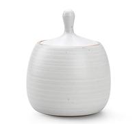 NCQIXIAO Taniche da cucina retrò in ceramica a forma di forte con coperchio ermetico in silicone per tè, caffè, noci, erbe, spezie, zucchero (bianco)