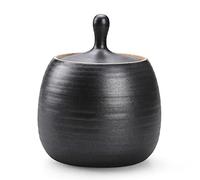 NCQIXIAO Taniche da cucina retrò in ceramica a forma di forte con coperchio ermetico in silicone per tè, caffè, noci, erbe, spezie, zucchero (nero)