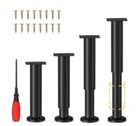 NCRGB 4 Gambe da Tavolo inMetallo,Gamba daTavolo Regolabile, Gamba da Tavolo Regolabile,Gambe per Mobili, kit include Cacciavite e viti (Nero, 25-43 cm)