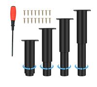 NCRGB 4 pezzi Gambe per Mobili in Metallo,12-18cm Gambe per Mobili Nera Regolabili,Altezza Regolabile 0-60 mm,Caricabili Fino a 800 KG,per Mobile TV Divano Sedia Mobile Bagno(con Cacciavite)