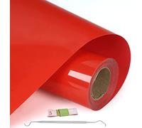 NCRGB Vinile Termoadesivo per Tessut,Pellicola per Plotter in Vinile a Trasferimento Termico,Facile da Tagliare e Sarchiare,Vinile Adesivo per T-Shirt (Rosso, 30.5×600 cm)