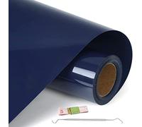NCRGB Vinile Termoadesivo per Tessut,Pellicola per Plotter in Vinile a Trasferimento Termico,Facile da Tagliare e Sarchiare,Vinile Adesivo per T-Shirt (Blu marino, 30.5×600 cm)