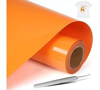 NCRGB Vinile Termoadesivo per Tessut,Pellicola per Plotter in Vinile a Trasferimento Termico,Facile da Tagliare e Sarchiare,Vinile Adesivo per T-Shirt (Rosso arancio, 30.5×400 cm)