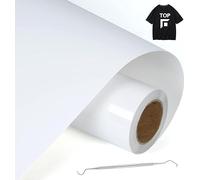 NCRGB Vinile Termoadesivo per Tessut,Pellicola per Plotter in Vinile a Trasferimento Termico,Facile da Tagliare e Sarchiare,Vinile Adesivo per T-Shirt (Bianco, 30.5×200 cm)