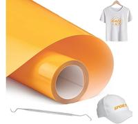 NCRGB Vinile Termoadesivo per Tessut,Pellicola per Plotter in Vinile a Trasferimento Termico,Facile da Tagliare e Sarchiare,Vinile Adesivo per T-Shirt (Arancione Giallo, 30.5×600 cm)