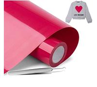 NCRGB Vinile Termoadesivo per Tessut,Pellicola per Plotter in Vinile a Trasferimento Termico,Facile da Tagliare e Sarchiare,Vinile Adesivo per T-Shirt (Rosa Rosso, 30.5×400 cm)