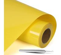 NCRGB Vinile Termoadesivo per Tessut,Pellicola per Plotter in Vinile a Trasferimento Termico,Facile da Tagliare e Sarchiare,Vinile Adesivo per T-Shirt (Giallo, 30.5×400 cm)