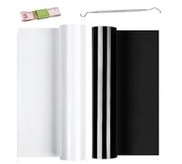 NCRGB Vinile Termoadesivo per Tessut,Pellicola per Plotter in Vinile a Trasferimento Termico,Facile da Tagliare e Sarchiare,Vinile Adesivo per T-Shirt (Bianco+Nero, 30.5×600 cm)