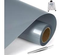 NCRGB Vinile Termoadesivo per Tessut,Pellicola per Plotter in Vinile a Trasferimento Termico,Facile da Tagliare e Sarchiare,Vinile Adesivo per T-Shirt (Grigio argento, 30.5×400 cm)