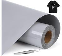 NCRGB Vinile Termoadesivo per Tessut,Pellicola per Plotter in Vinile a Trasferimento Termico,Facile da Tagliare e Sarchiare,Vinile Adesivo per T-Shirt (Grigio, 30.5×400 cm)