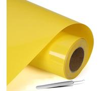 NCRGB Vinile Termoadesivo per Tessut,Pellicola per Plotter in Vinile a Trasferimento Termico,Facile da Tagliare e Sarchiare,Vinile Adesivo per T-Shirt (Giallo, 30.5×400 cm)