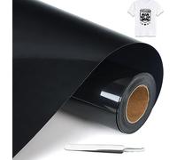 NCRGB Vinile Termoadesivo per Tessut,Pellicola per Plotter in Vinile a Trasferimento Termico,Facile da Tagliare e Sarchiare,Vinile Adesivo per T-Shirt (Nero, 30.5×400 cm)
