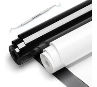 NCRGB Vinile Termoadesivo per Tessut,Pellicola per Plotter in Vinile a Trasferimento Termico,Facile da Tagliare e Sarchiare,Vinile Adesivo per T-Shirt (Bianco+Nero, 30.5×200 cm)